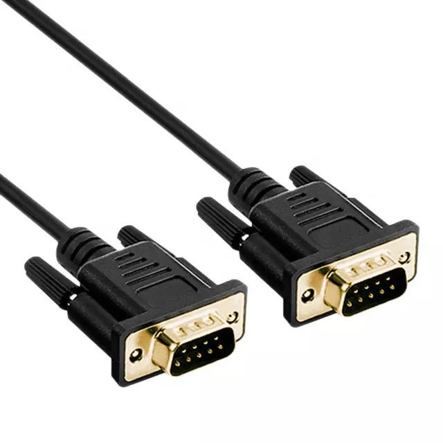 RS232 DB9 cabo serial de 9 pinos macho para macho placa dourada de transmissão de dados de vídeo