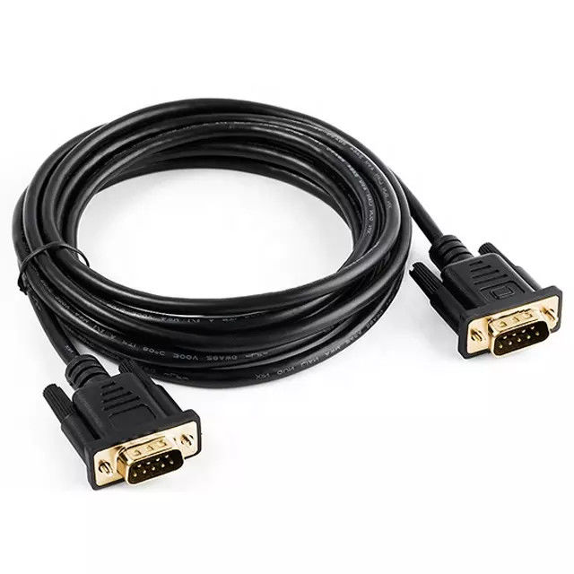 RS232 DB9 cabo serial de 9 pinos macho para macho placa dourada de transmissão de dados de vídeo