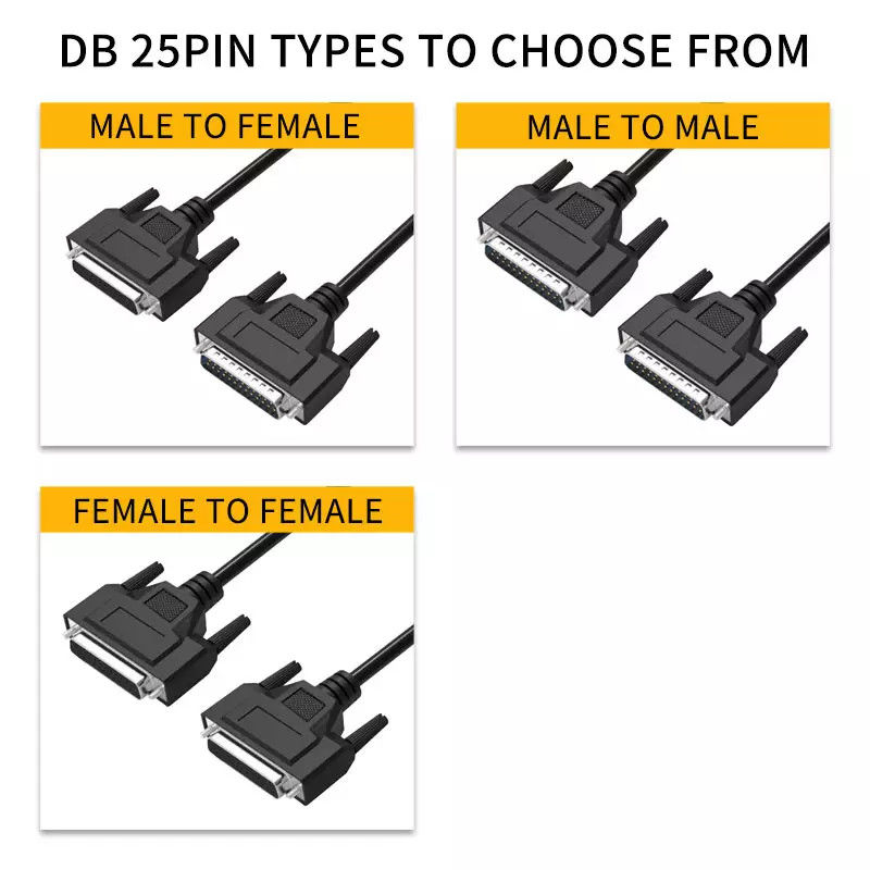 D-Sub Conector de 25 Pinos Db25 Para Db25 Cabos de Comunicação Paralela Macho para Fêmea