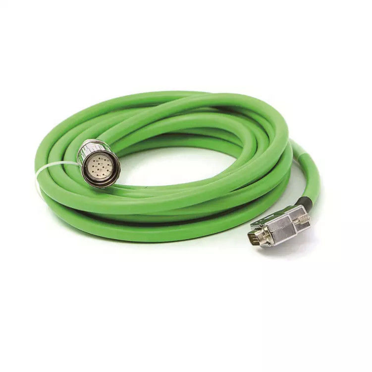 Cabo codificador IP67 M23 19 pinos para servo motor latão niquelado