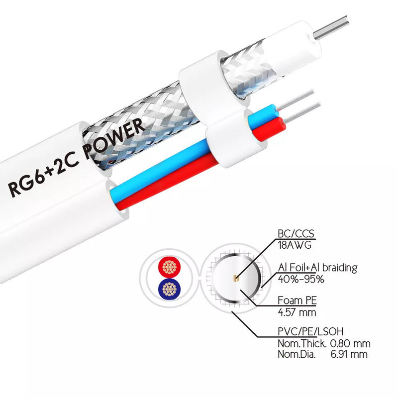 50 Ohm Sólido Cobre Nu Rg6 Cabo Coaxial 1000 Ft Para Receptor De Satélite