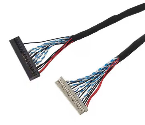 100% Teste 1,25 mm 2,0 mm Pitch 20 30 40 Pin Connector LVDS Shielded Wire LCD Display Cable Assembly