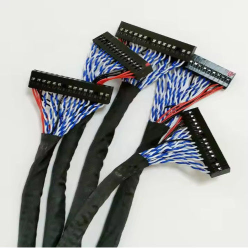100% Teste 1,25 mm 2,0 mm Pitch 20 30 40 Pin Connector LVDS Shielded Wire LCD Display Cable Assembly