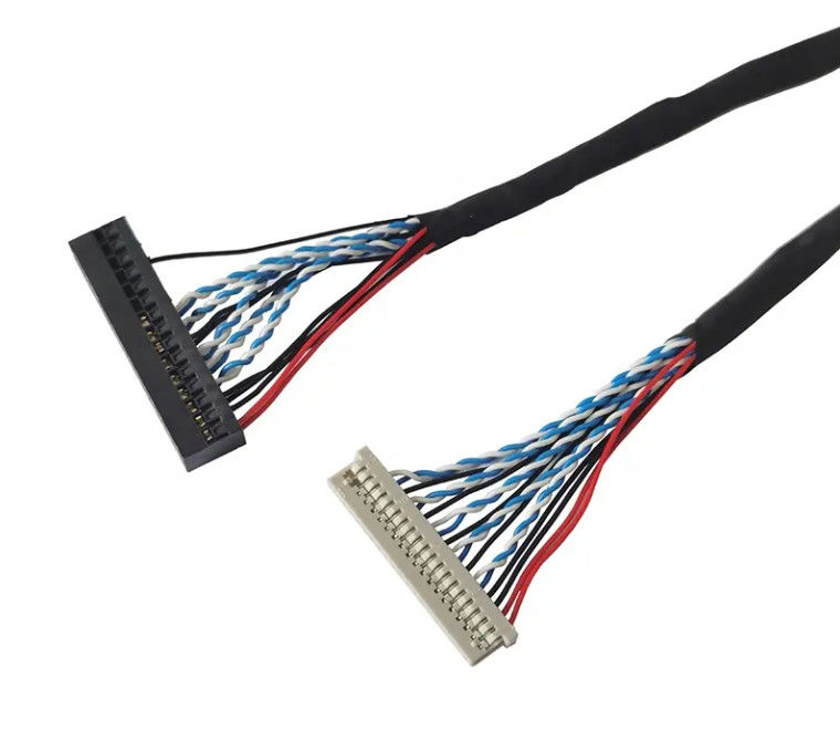 1,25 mm 2,0 mm passo 20 30 40 pinos conector LVDS fio blindado conjunto de cabo de exibição LCD