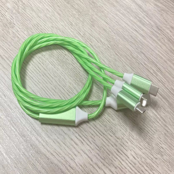 Venda a quente preço de fábrica 3 em 1 cabo USB para iluminar à noite e transferência de data brilhante cabo