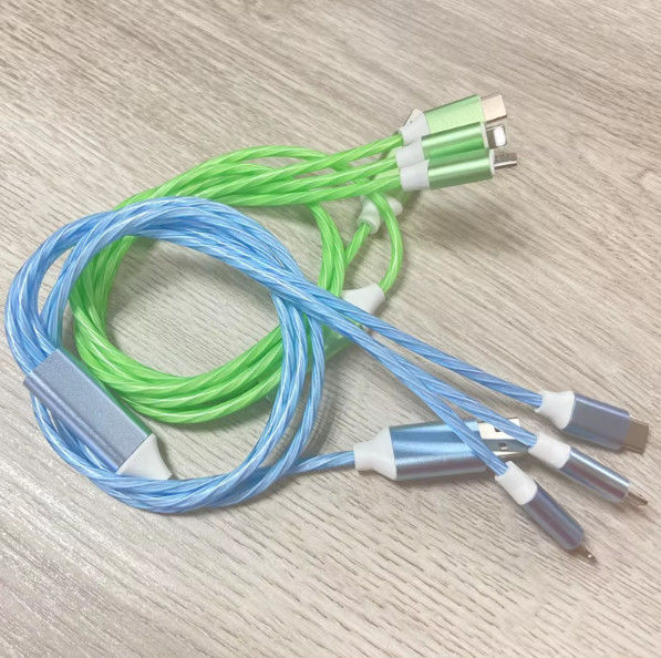 Venda a quente preço de fábrica 3 em 1 cabo USB para iluminar à noite e transferência de data brilhante cabo