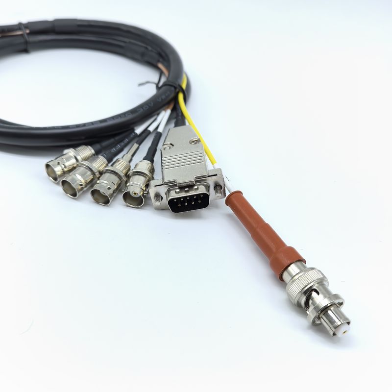 Arnés de fio coaxial personalizado com blindagem superior e baixa perda de sinal, ideal para automação industrial, aeroespacial e aplicações de vídeo de alta definição