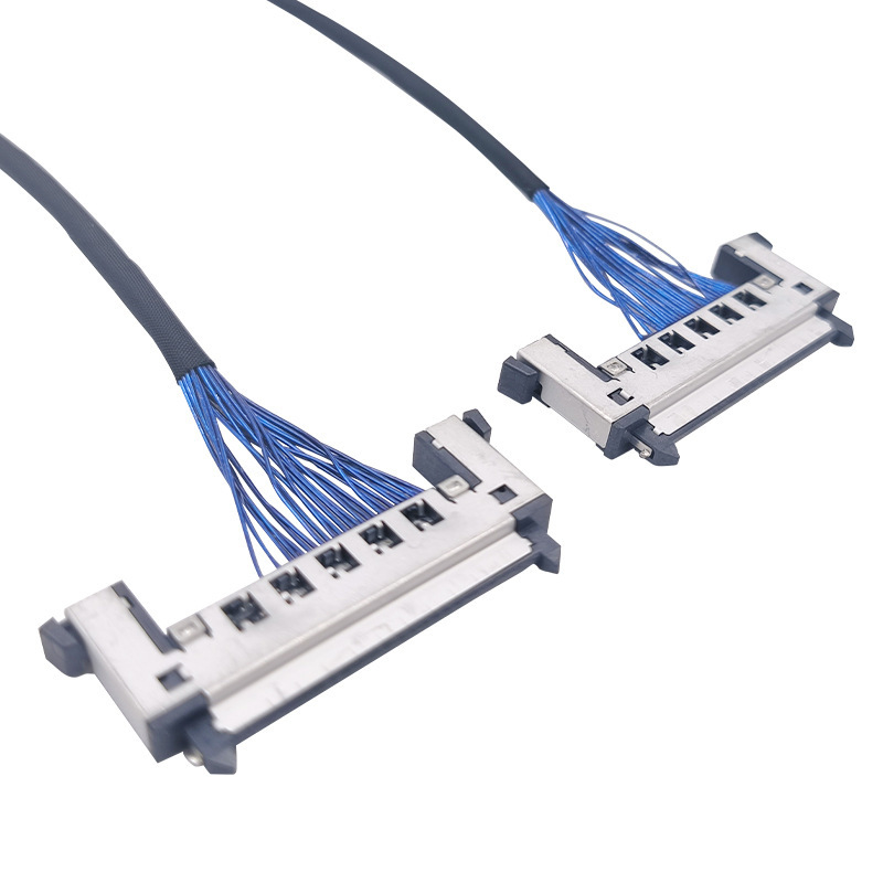 Cabo Personalizado de Alta Precisão para Display LVDS Coaxial Ultra-Fino, Soluções de Fios com Revestimento Prateado para Tela LED