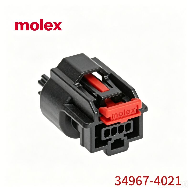 Molex 34967-4021 Conector de automóveis de 4 pinos preto com pinça de bloqueio vermelho, conector Molex original