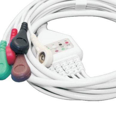 Cabo de encaixe de botão ECG Cabo de eletrodos de fisioterapia OEM