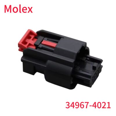 Molex 34967-4021 Conector de automóveis de 4 pinos preto com pinça de bloqueio vermelho, conector Molex original