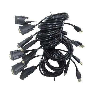 DB9 D-SUB 9-Pin Homem-Mulher VGA Coaxial Cable Assembly 0-180 Miniatura PVC Jacket Monitor Speaker Microfone DVD Player 4K
